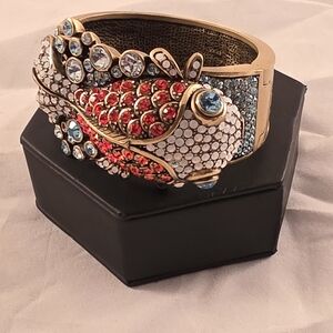 Heidi Daus "Reel Mckoi" Cuff Bracelet with Red and Blue Crystals